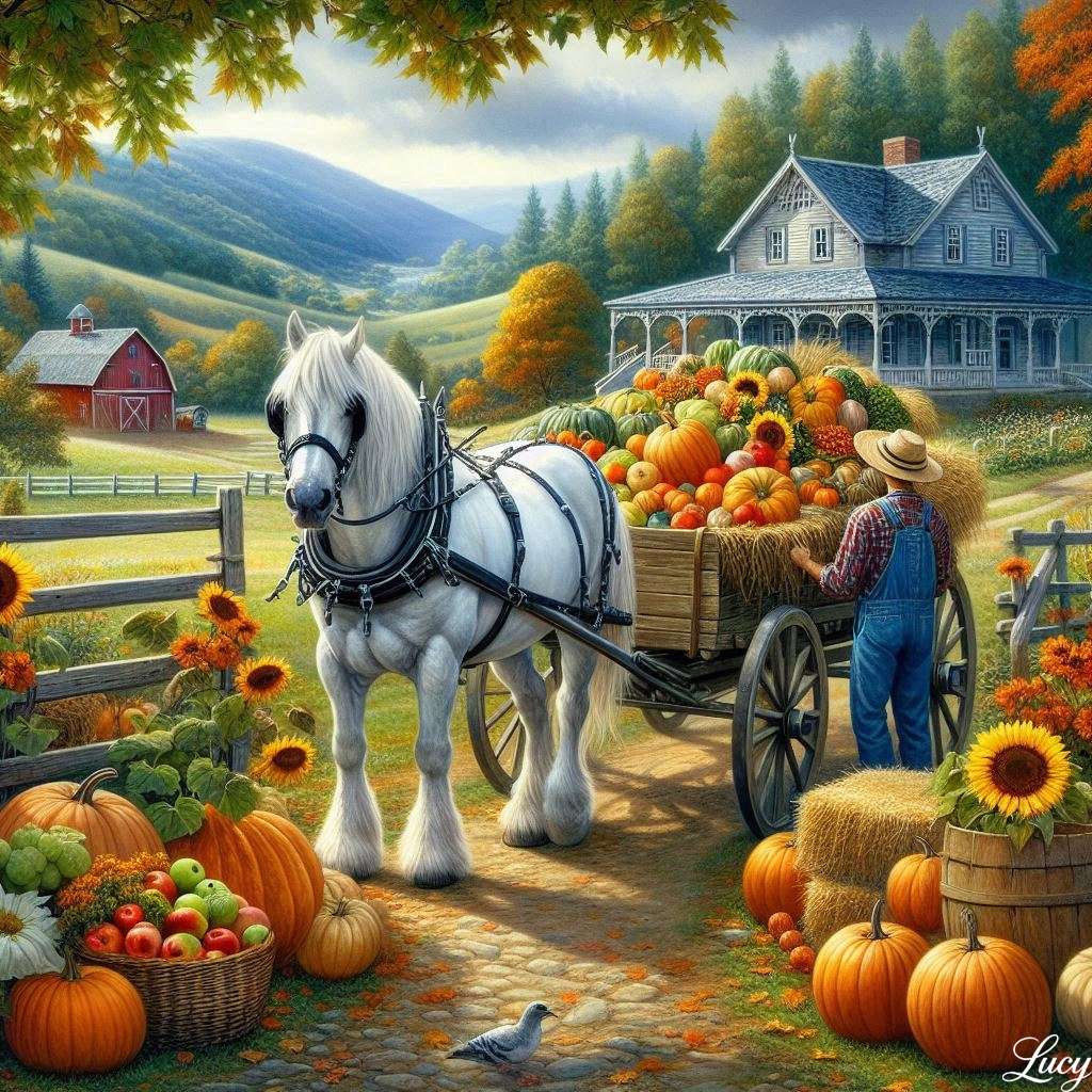 Селска есенна сцена на реколтата онлайн пъзел