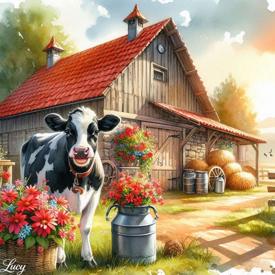 陽気な白黒の牛 ジグソーパズルオンライン