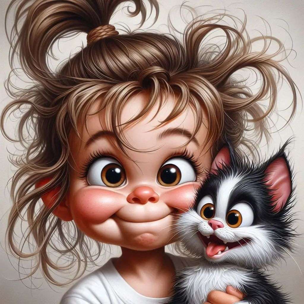 小さな女の子は子猫が大好き オンラインパズル