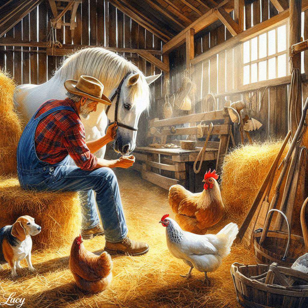 Melegen megvilágított rusztikus pajtabelső kirakós online