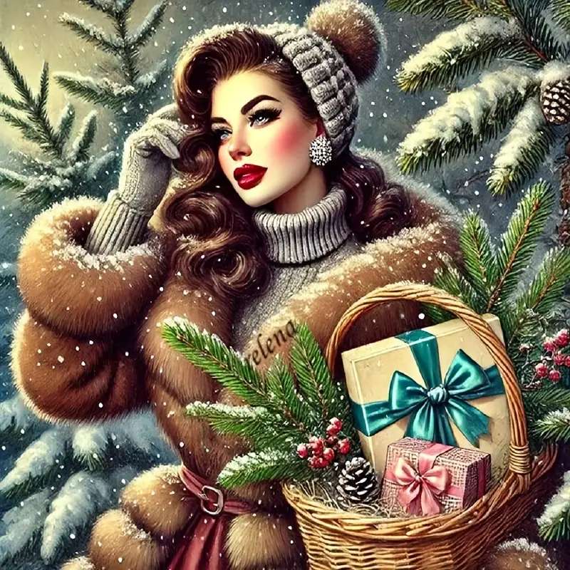 Regali di Natale nel cestino della signora puzzle online