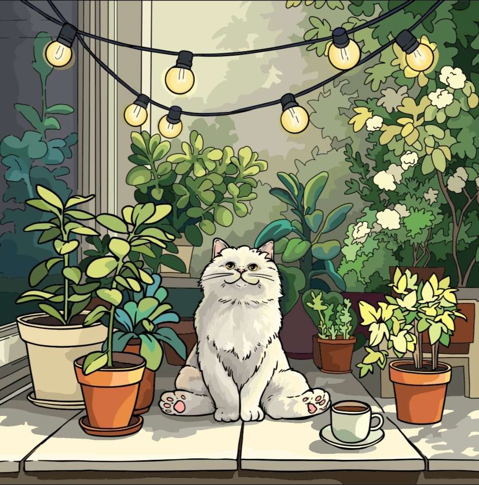 猫と鉢植え オンラインパズル