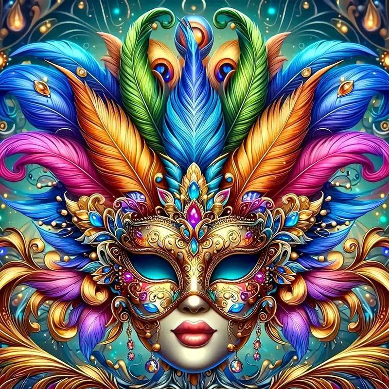 velencei maszk tollakkal online puzzle