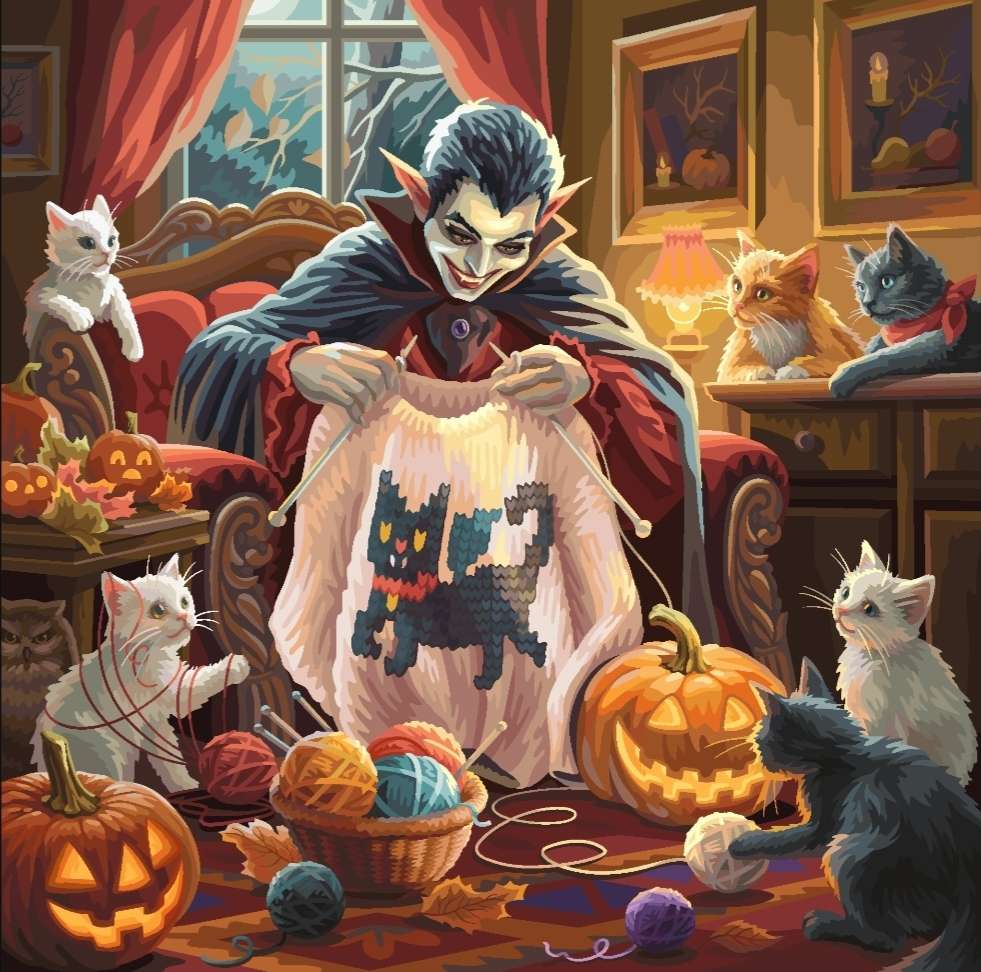 吸血鬼が猫とセーターを編む ジグソーパズルオンライン