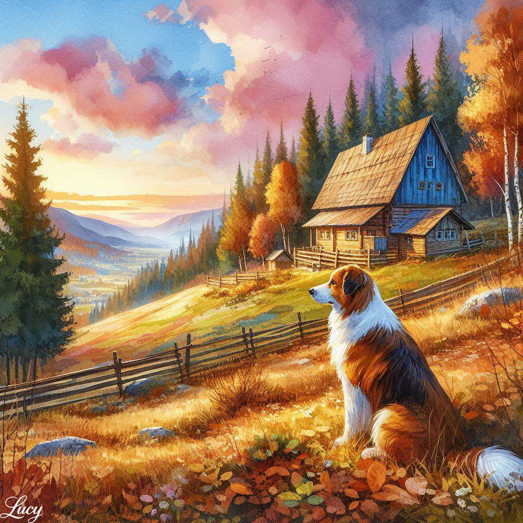 A brown-and-white dog sits attentively jigsaw puzzle online