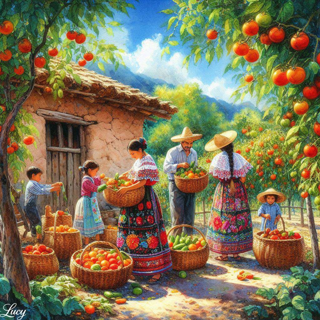 Слънчева селска мексиканска градина онлайн пъзел