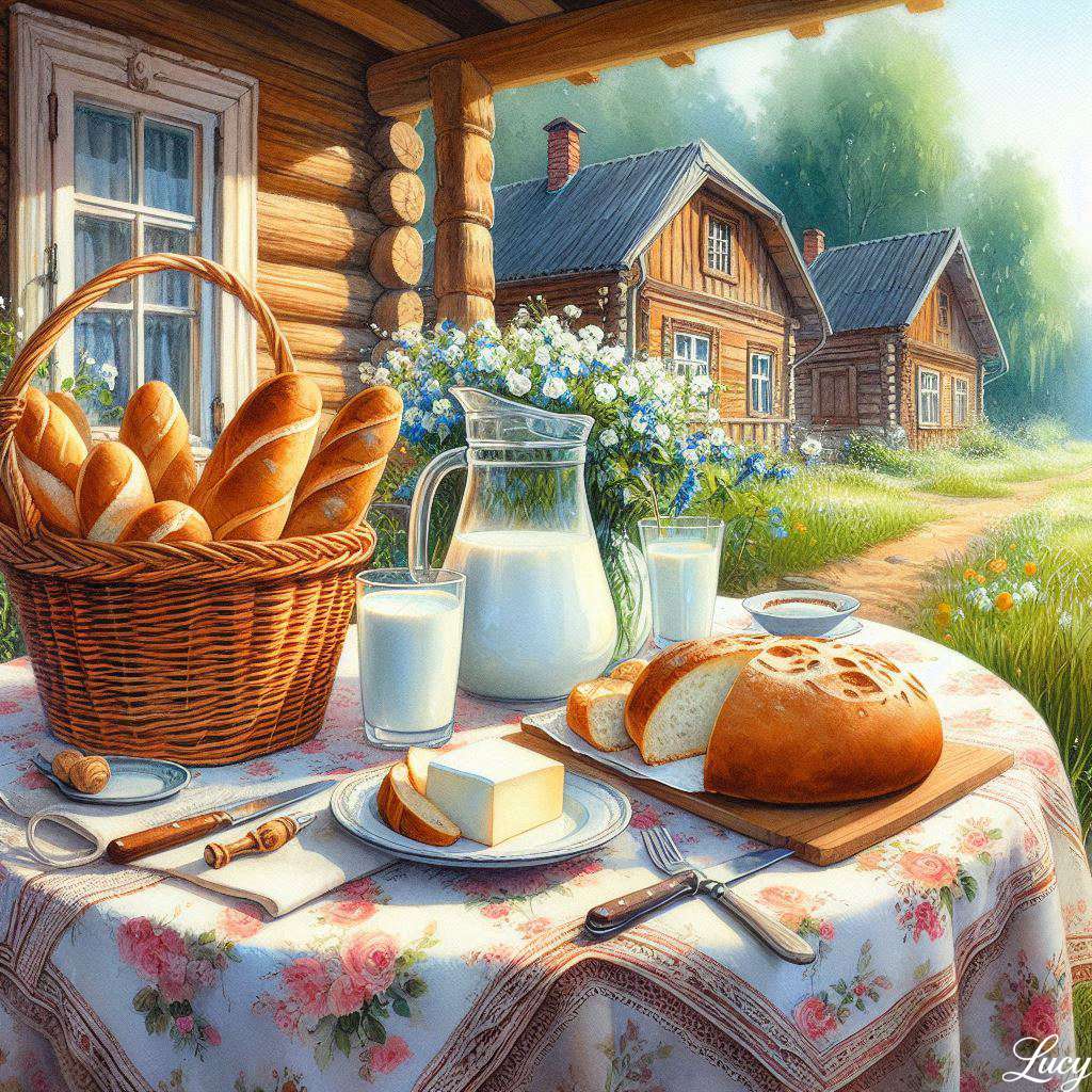 Bread, fresh milk, and cheese online puzzle