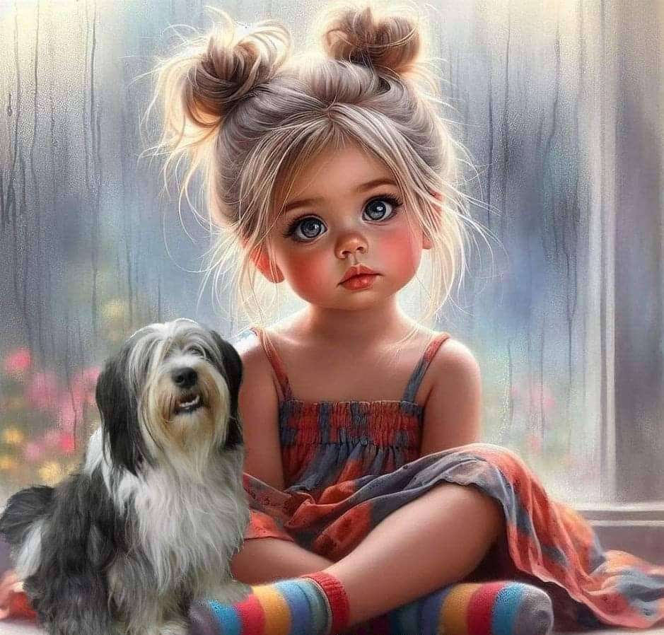 犬と美しい少女 オンラインパズル