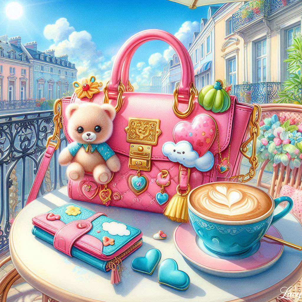 Bolsa rosa repousa sobre uma mesa redonda de café quebra-cabeças online