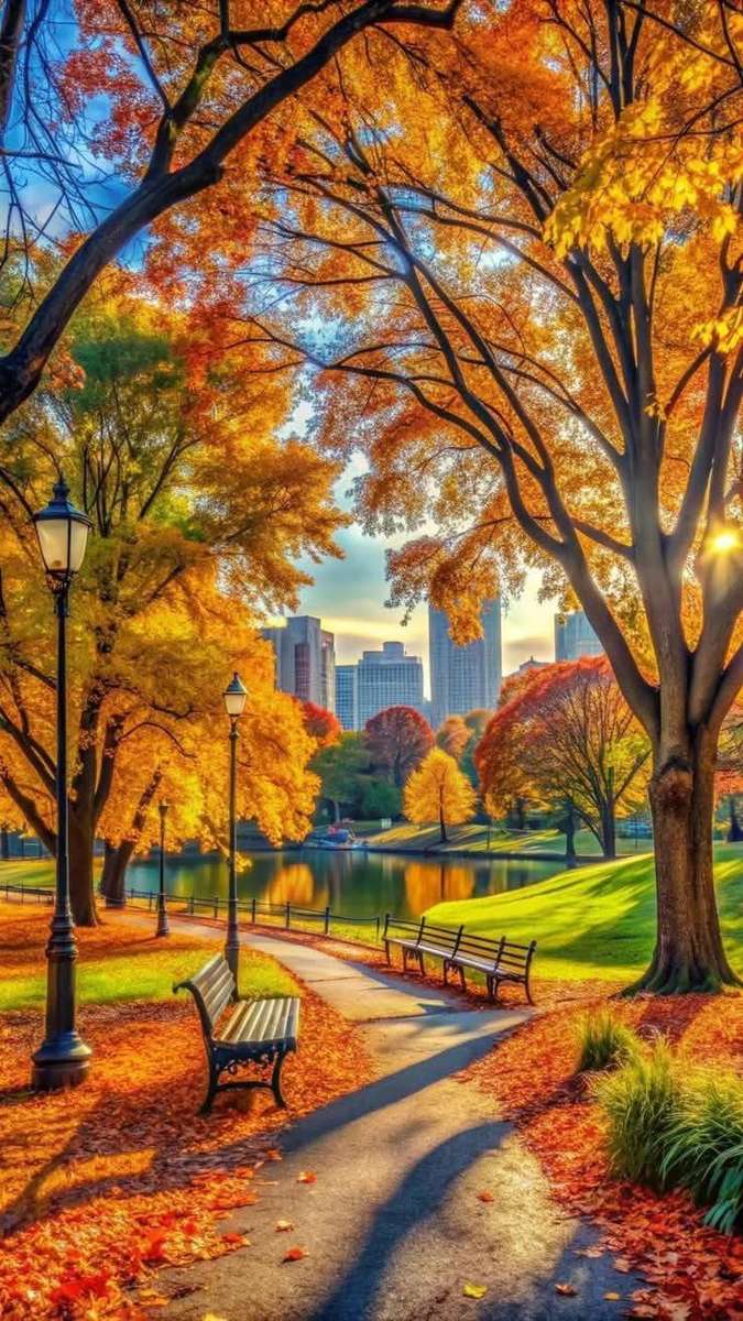 高層ビルの秋 オンラインパズル