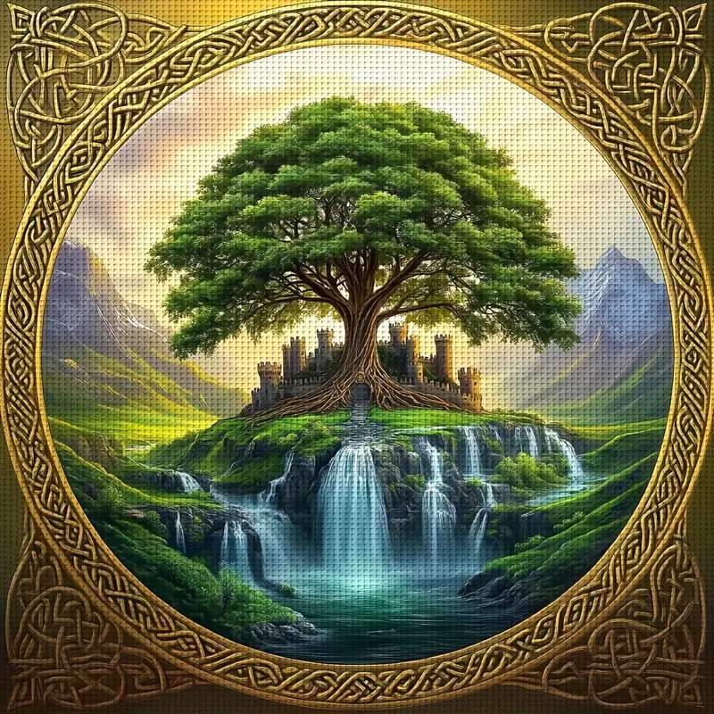 滝の上の孤独な木 オンラインパズル