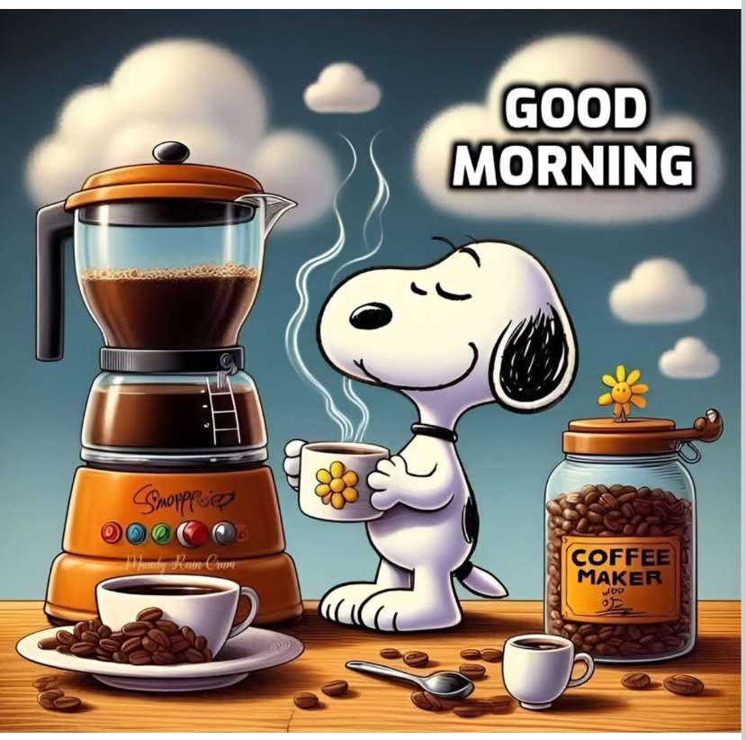 Snoopy bjuder på kaffe med en sida av skratt pussel på nätet