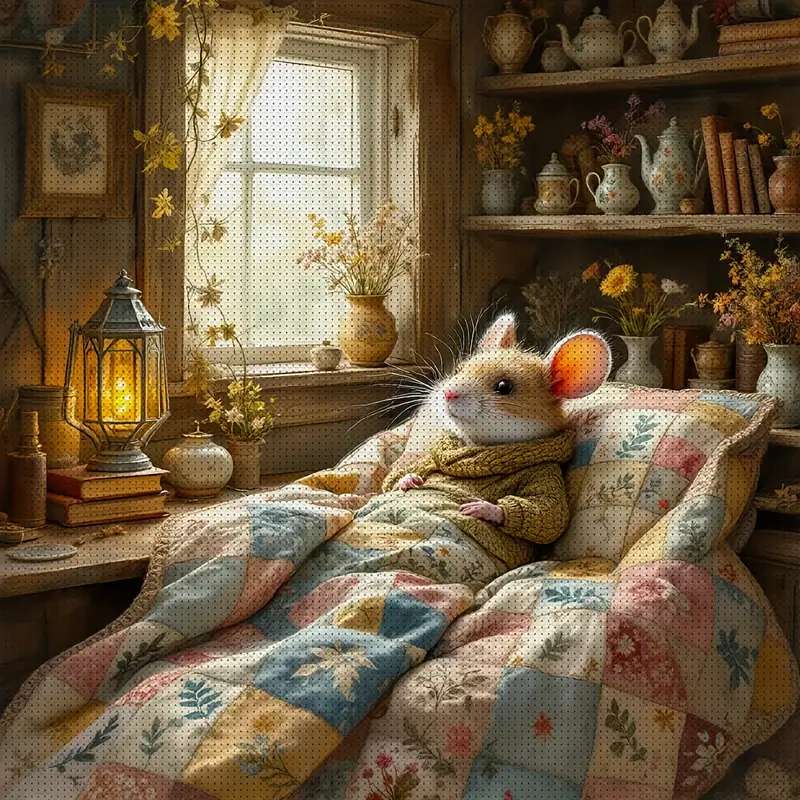 居心地の良いベッドのネズミ ジグソーパズルオンライン