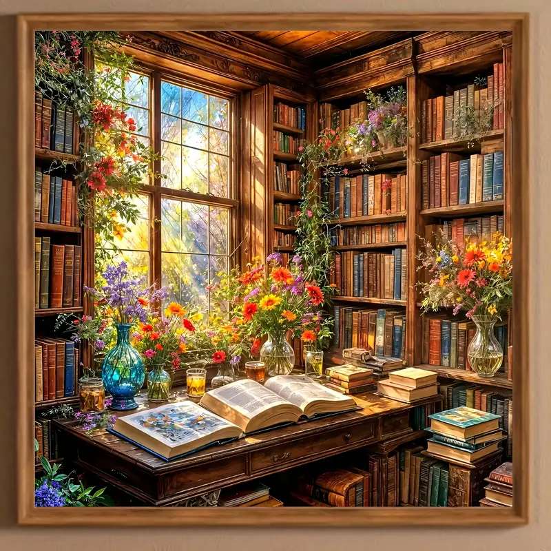 花のある図書室 ジグソーパズルオンライン