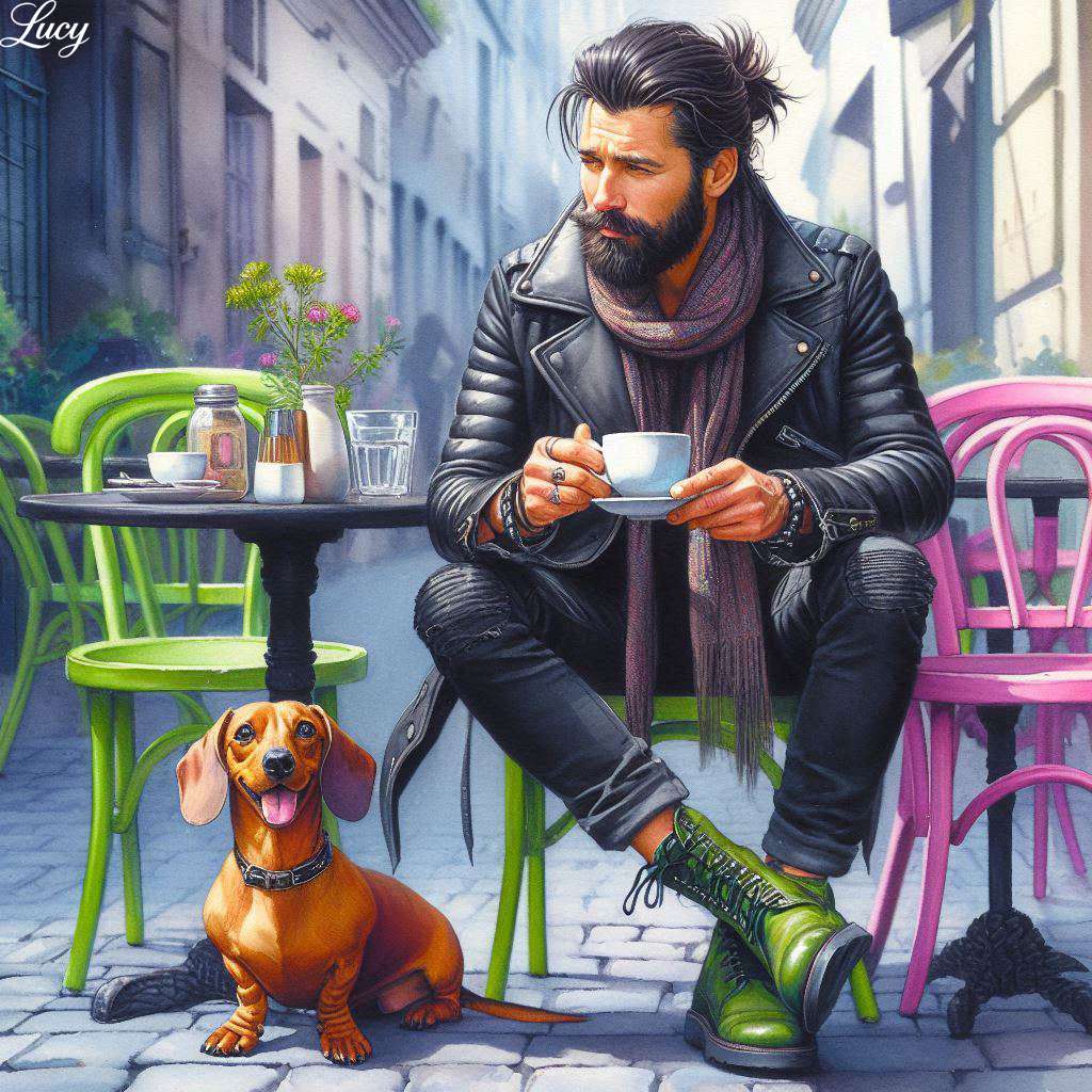 Um homem robusto com barba e cabelo preso para trás quebra-cabeças online