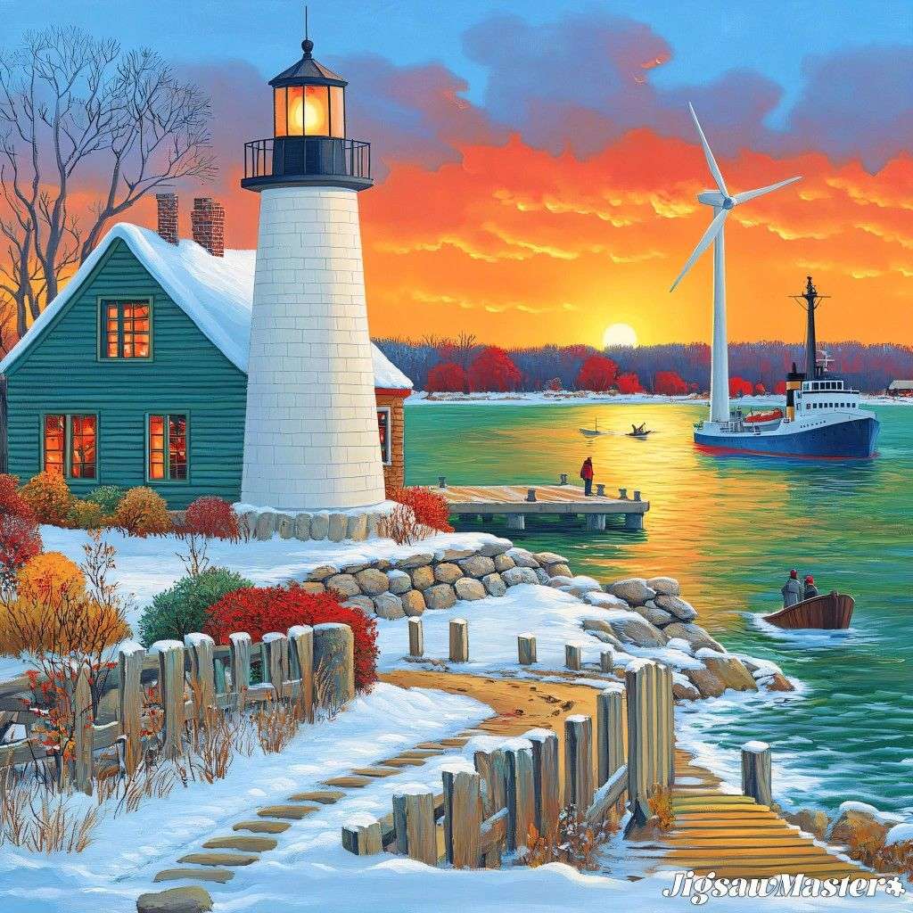 De vuurtoren in de winter online puzzel