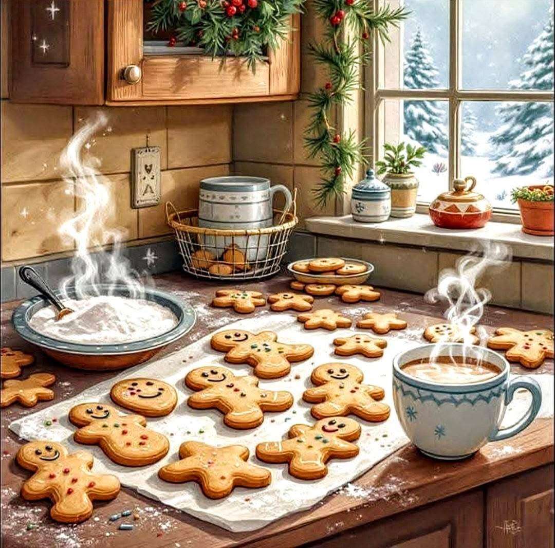 EeBoo Puzzle Rotondo 500 Pezzi Biscotti Di Natale | Diametro 58,5 Cm | Cartone Per Adulti E Bambini | Attività Natalizia