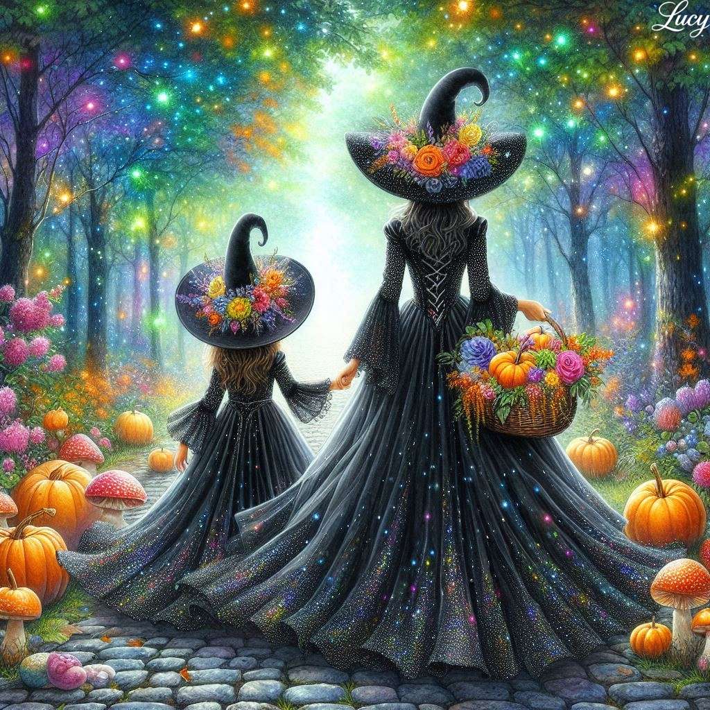 Mutter und Tochter Halloween Puzzlespiel online