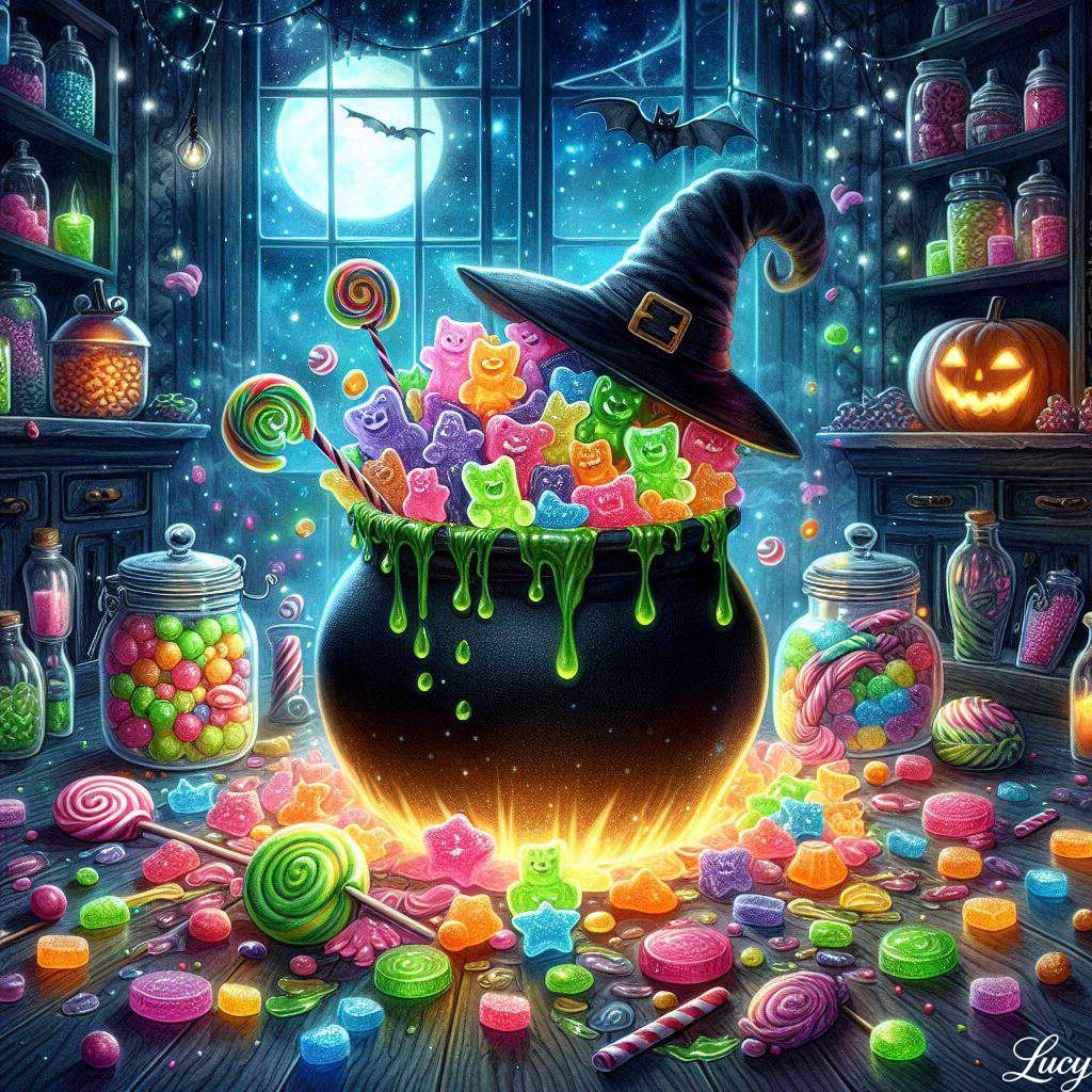 Halloween sprudelnder schwarzer Kessel Online-Puzzle
