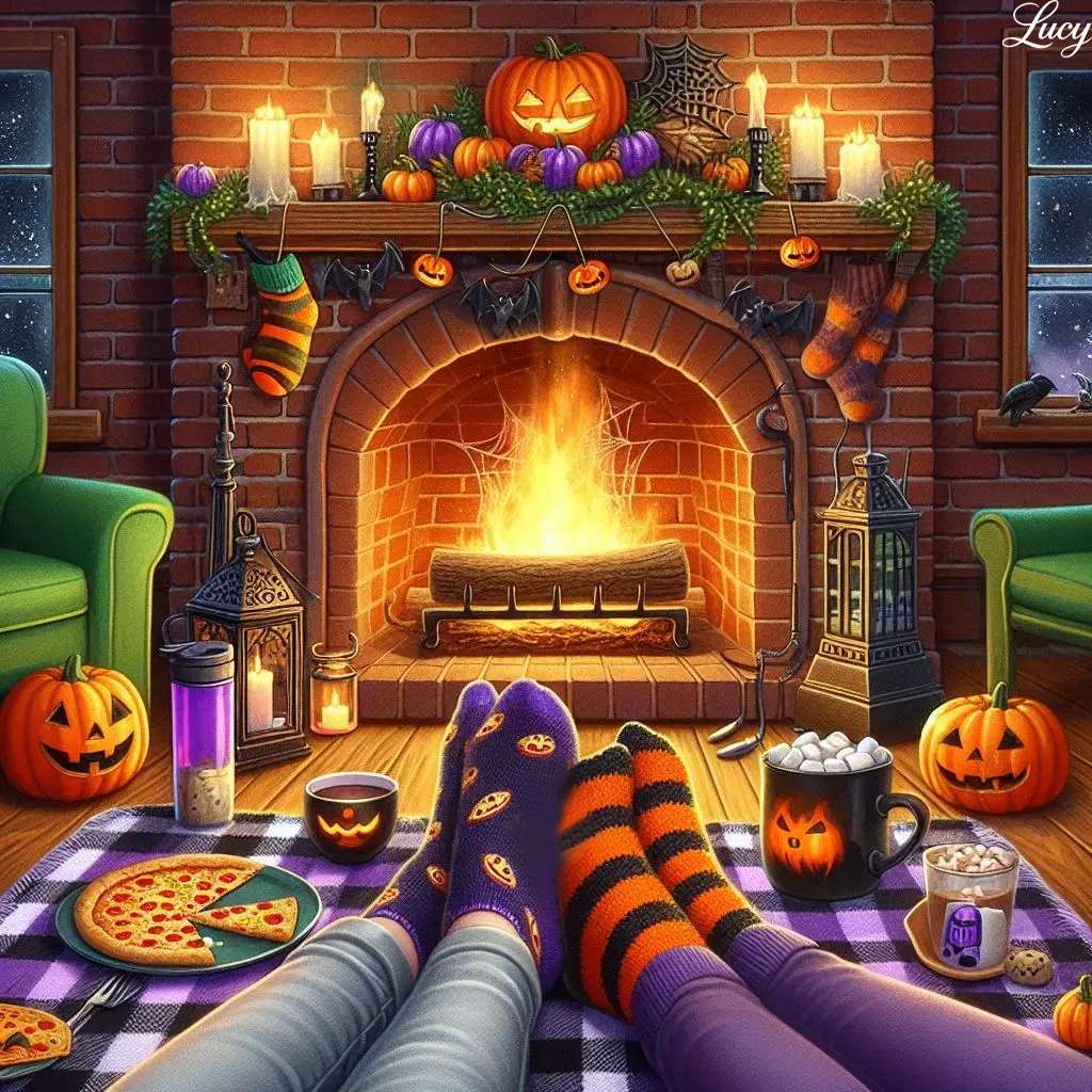 Zwei Beinpaare strecken sich dem Feuer entgegen Online-Puzzle