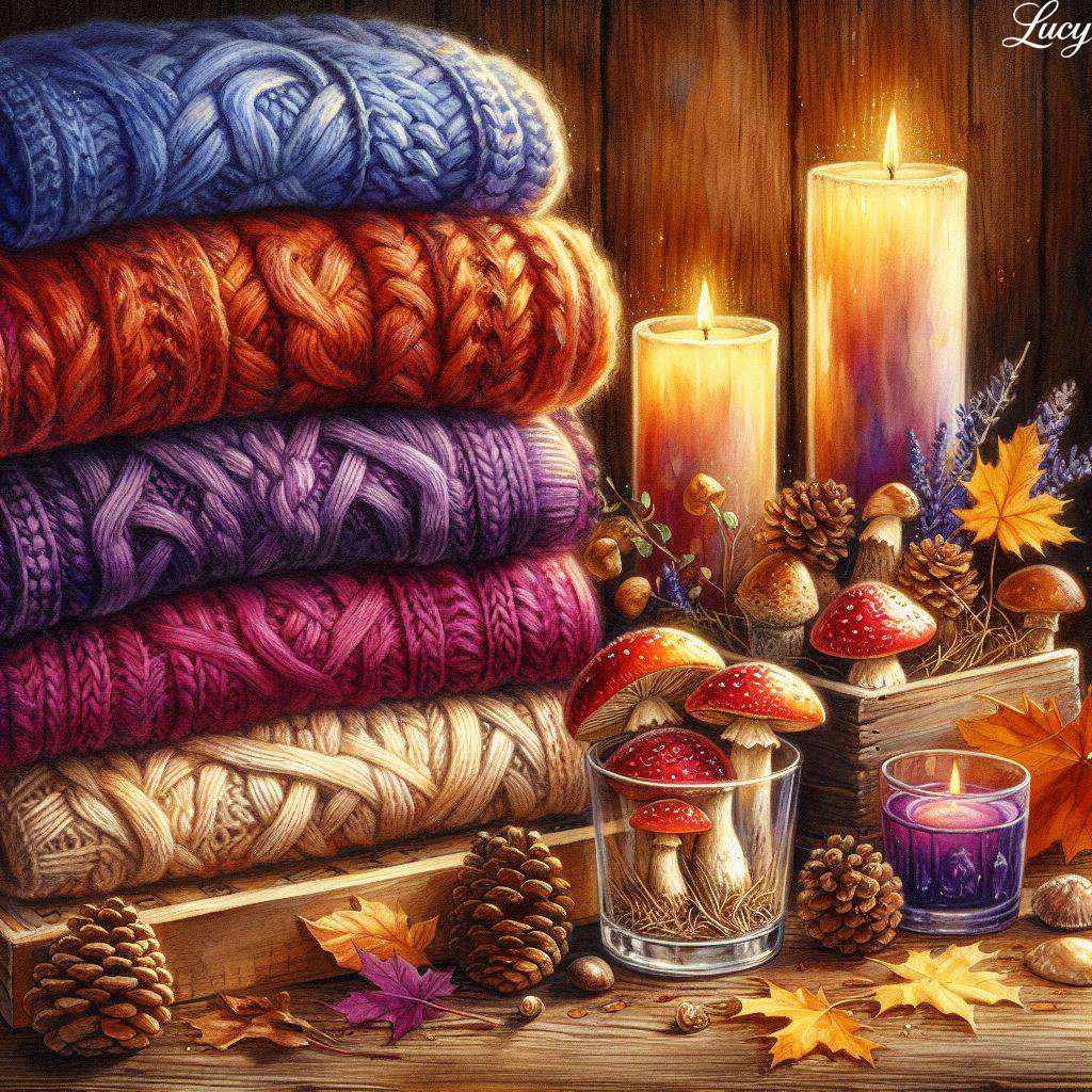 Ein Stapel kuscheliger, handgestrickter Pullover Puzzlespiel online