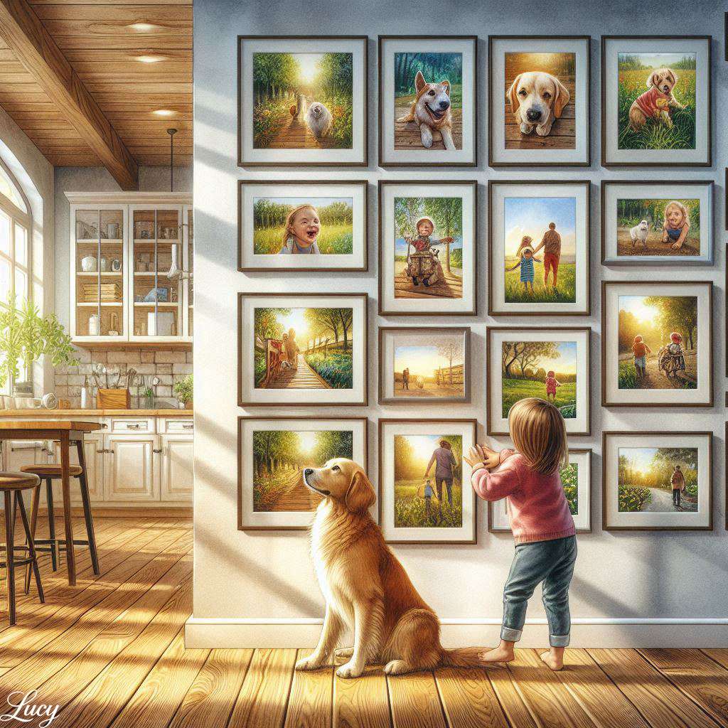 額入りの写真の壁に手を伸ばす子供 ジグソーパズルオンライン