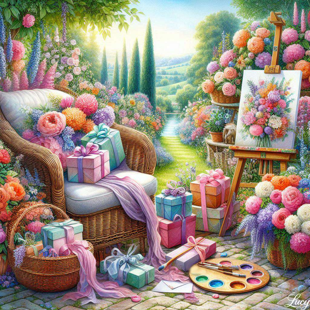 Sztaluga przedstawiająca dzieła sztuki kwiatowej puzzle online