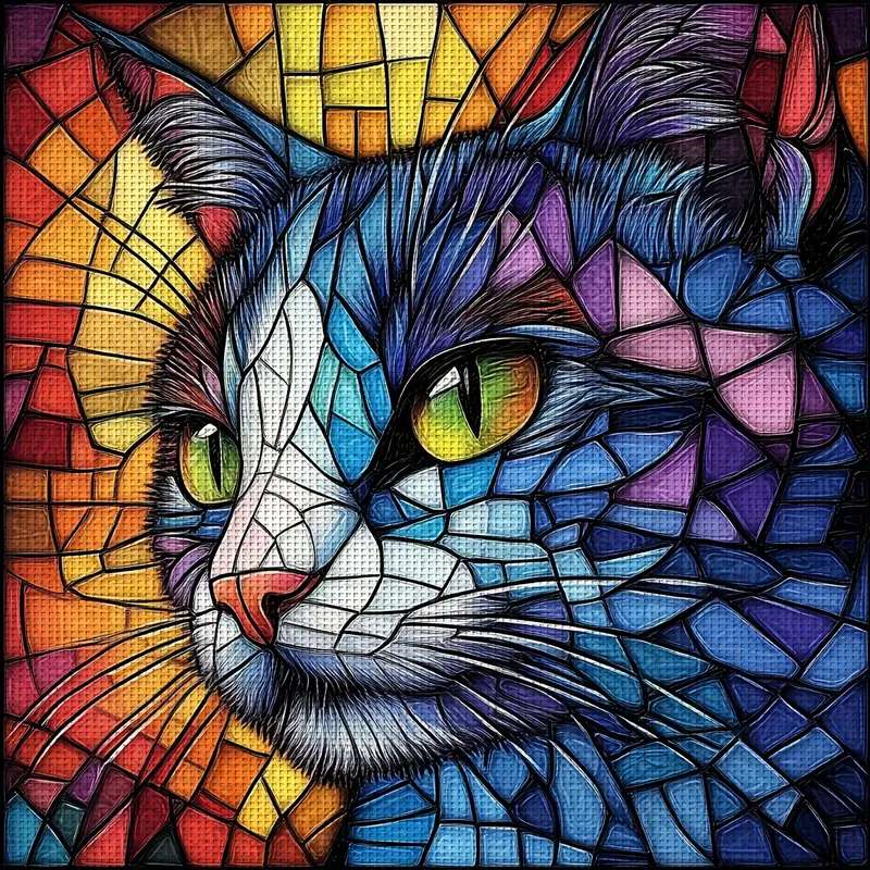 ステンドグラスの猫 オンラインパズル