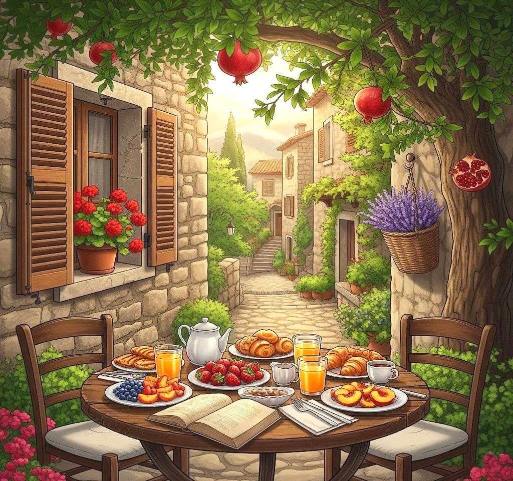 木の下で朝食 オンラインパズル