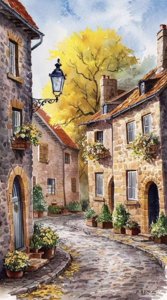 Stílusos régi utca online puzzle