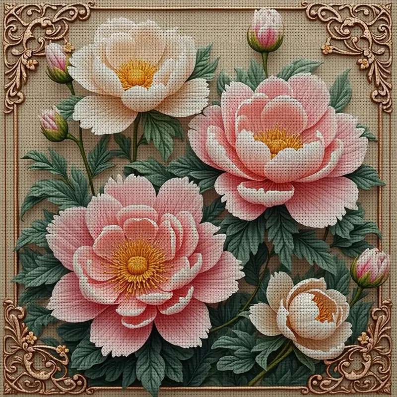 kwiaty peoni puzzle online