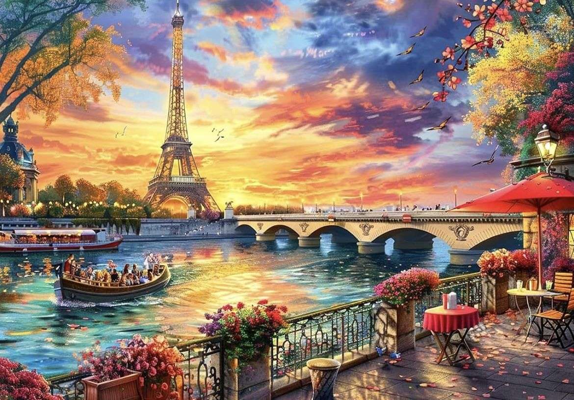 パリ、セーヌ川、エッフェル塔 オンラインパズル