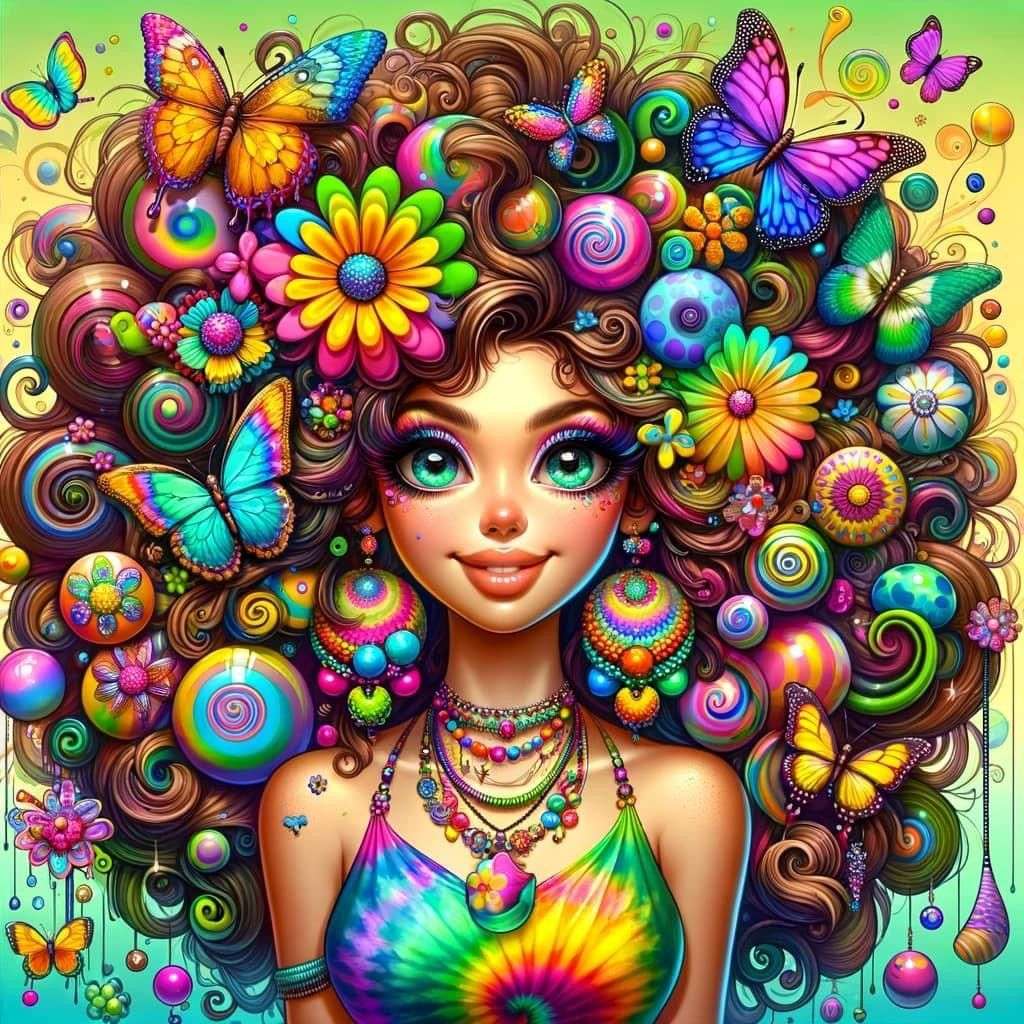 美しいヒッピーの女の子 ジグソーパズルオンライン