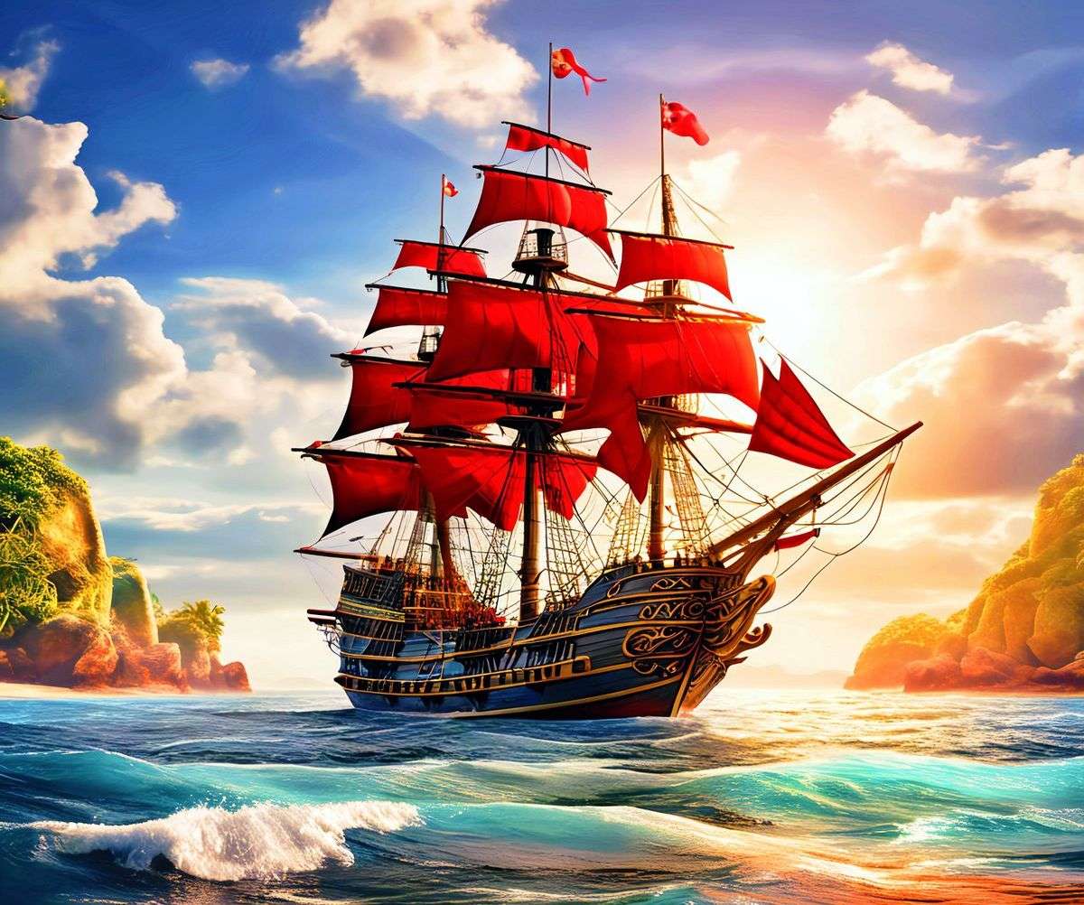 赤い帆を張った船 オンラインパズル