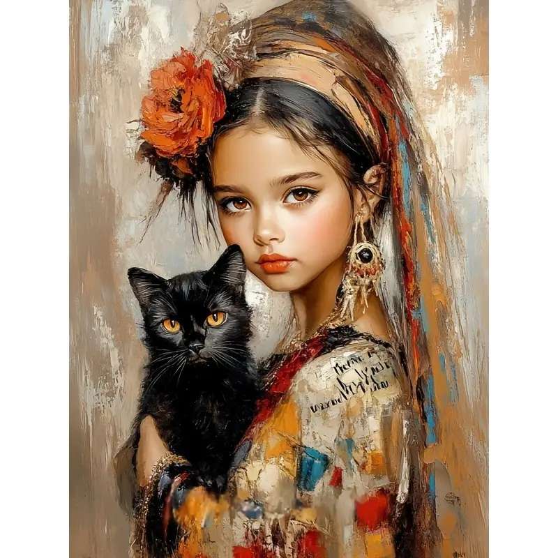 黒猫を連れた女の子 オンラインパズル