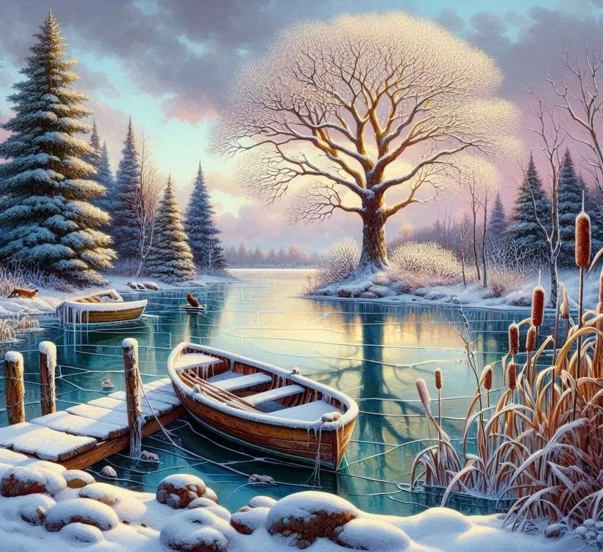 凍った湖の上のボート オンラインパズル