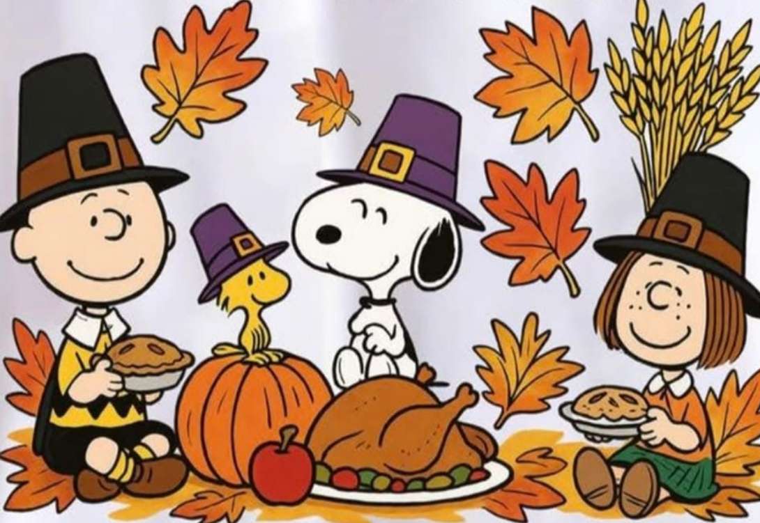 Snoopy en de bende spelen de pelgrims. legpuzzel online