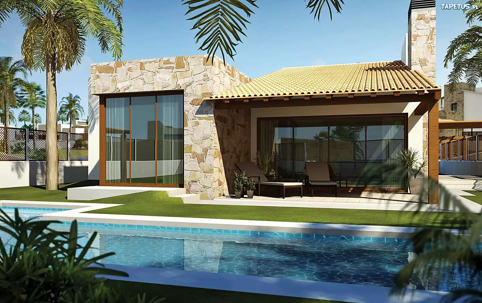 プール付きのヴィラ ジグソーパズルオンライン