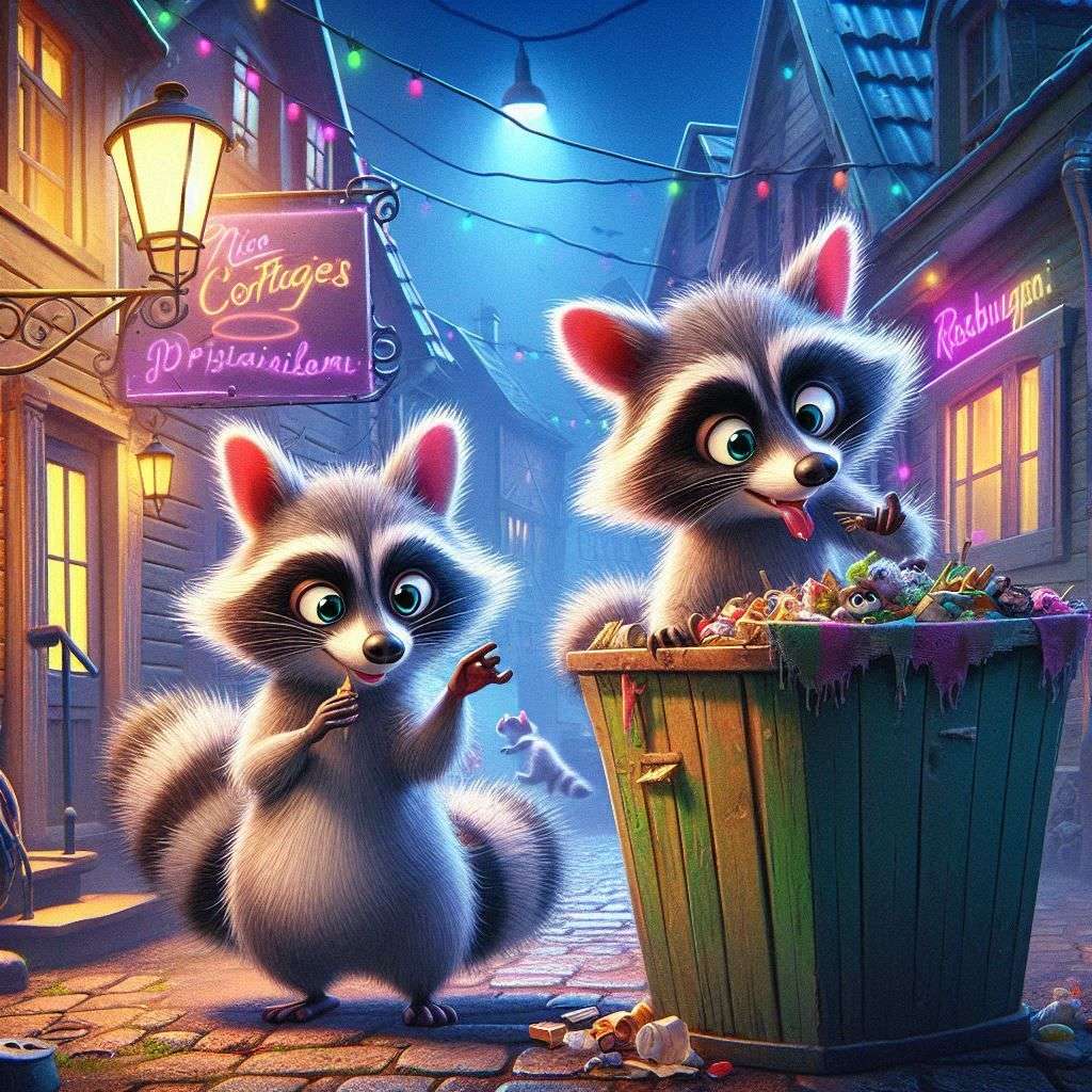 アライグマがゴミをあさっている ジグソーパズルオンライン