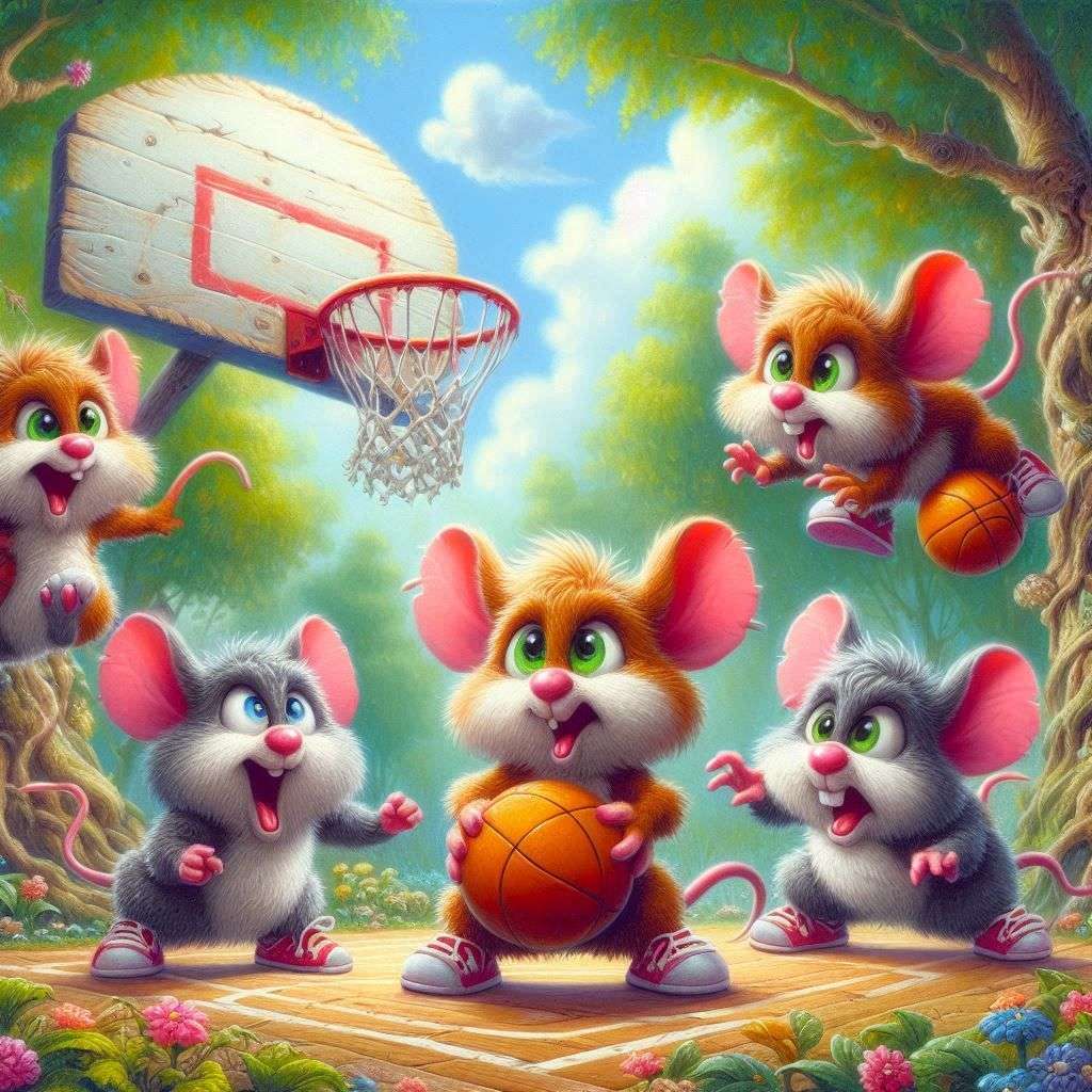 ネズミがバスケットボールをしている ジグソーパズルオンライン