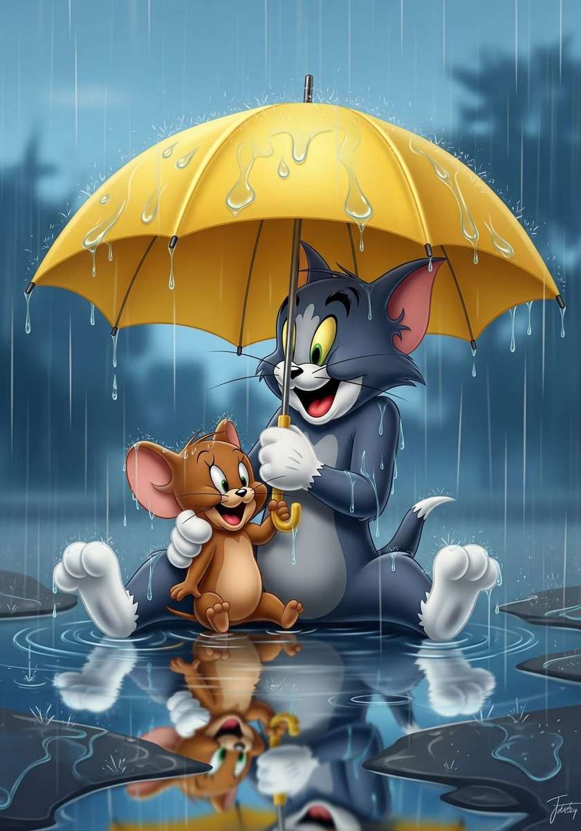 雨の中のトムとジェリー ジグソーパズルオンライン