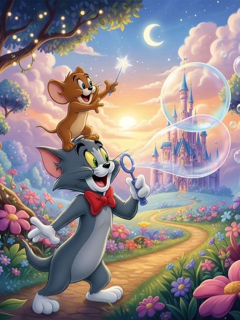 トムとジェリーがシャボン玉を吹く ジグソーパズルオンライン