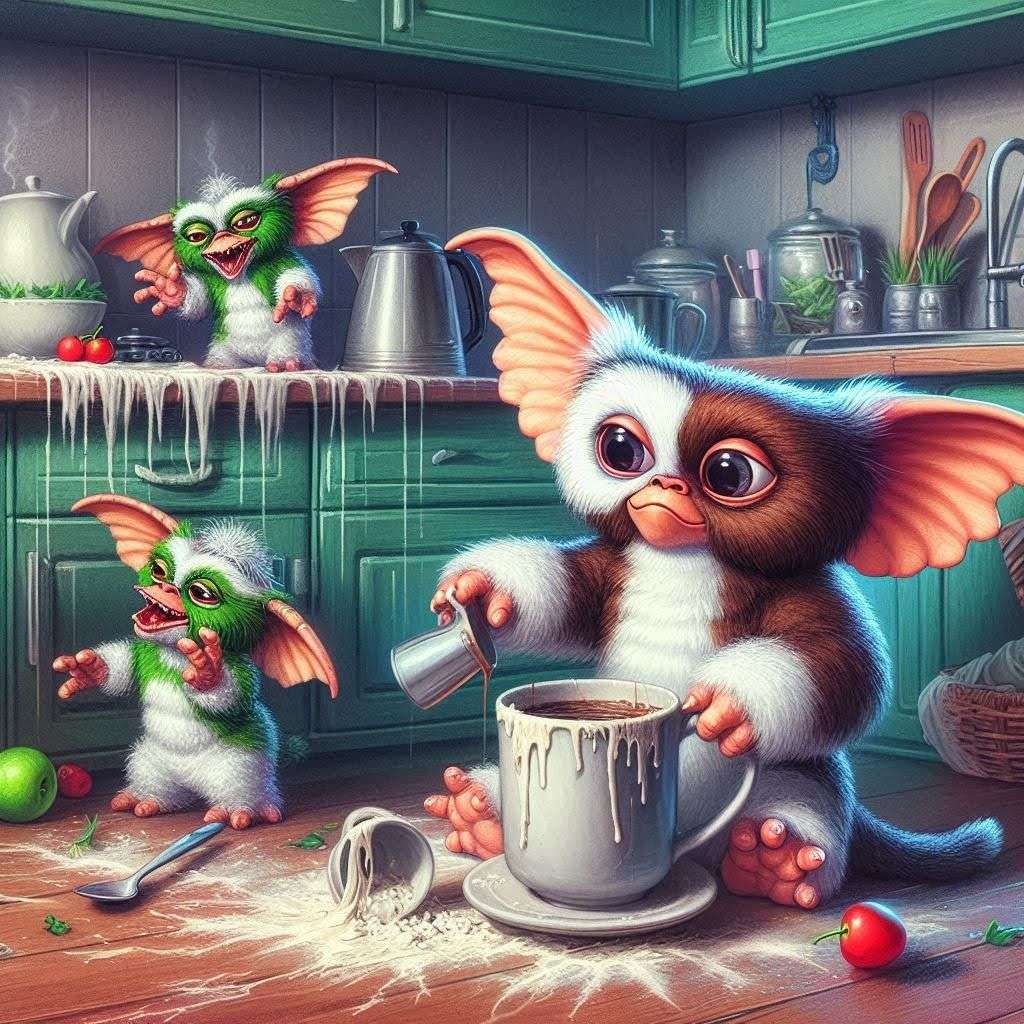 ギズモとグレムリンがキッチンを歩き回っています ジグソーパズルオンライン