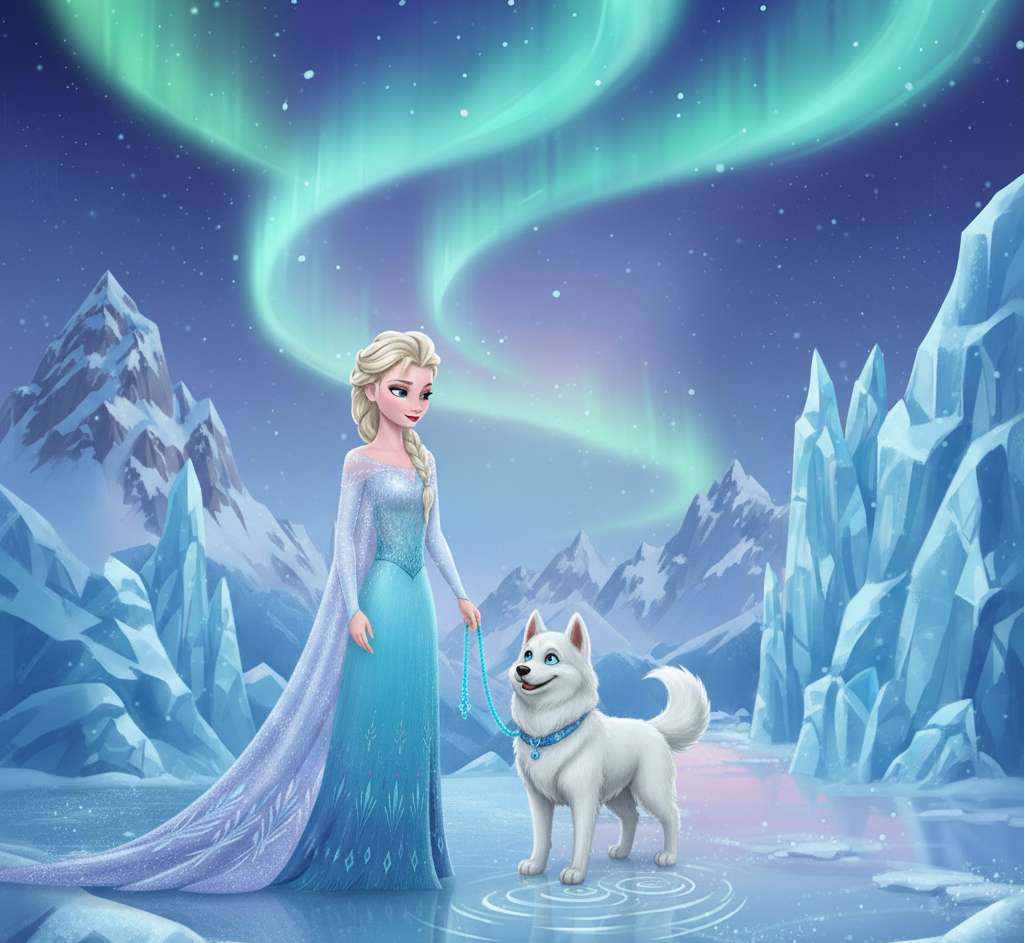 冷凍エルサと犬 ジグソーパズルオンライン