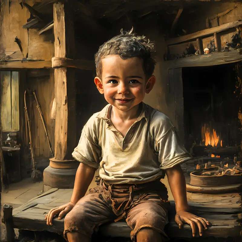 コテージの田舎の少年 ジグソーパズルオンライン