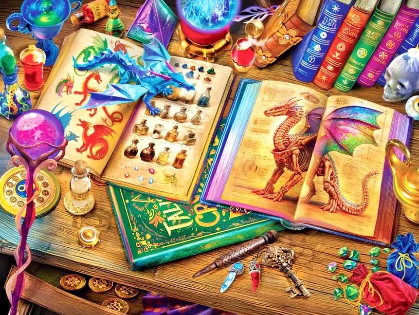 魔法の本とドラゴン ジグソーパズルオンライン