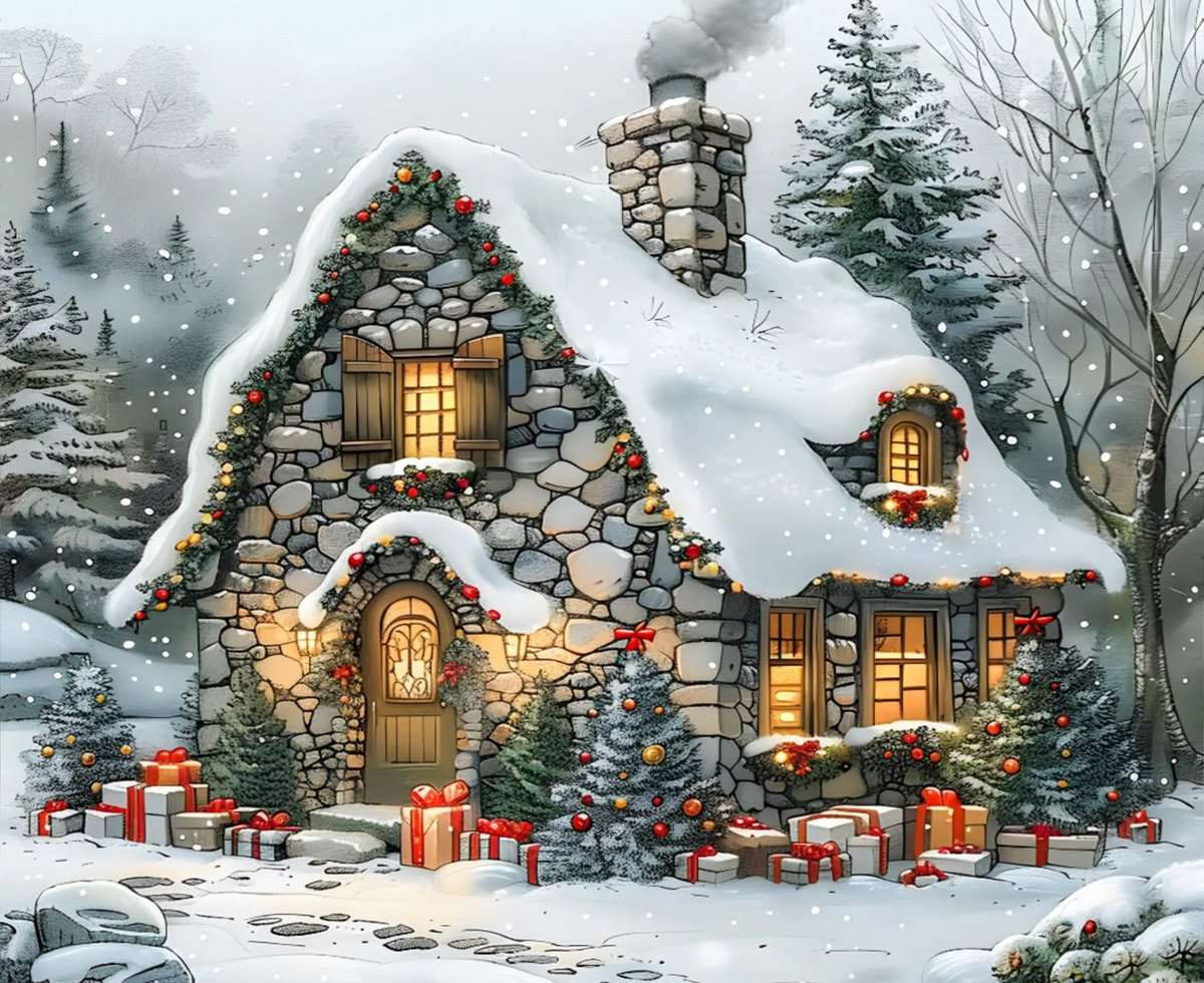 石造りの家のクリスマス・ムード オンラインパズル