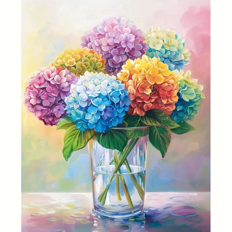 ガラスの中の色とりどりの紫陽花 ジグソーパズルオンライン