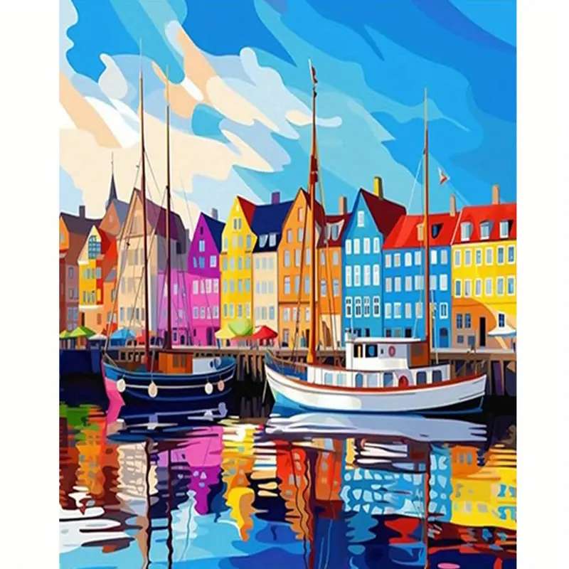 カラフルな港町 オンラインパズル