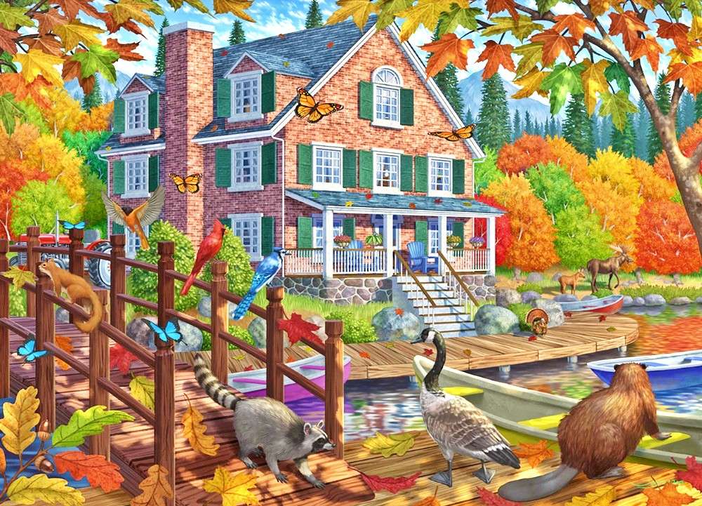 秋を楽しむ動物たち オンラインパズル